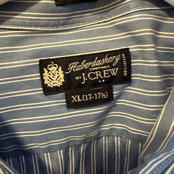 J. Crew Haberdashery 2-Ply Button Up Blue and White stripe Pattern long Sleeve - Picture 3 of 4